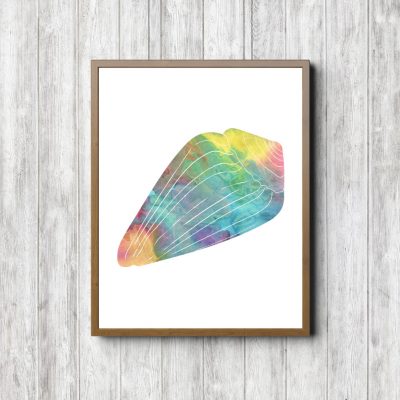 Printable Sea Shell Rainbow Watercolor