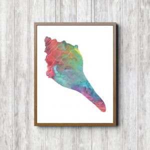 Watercolor Rainbow Printable Sea Shell