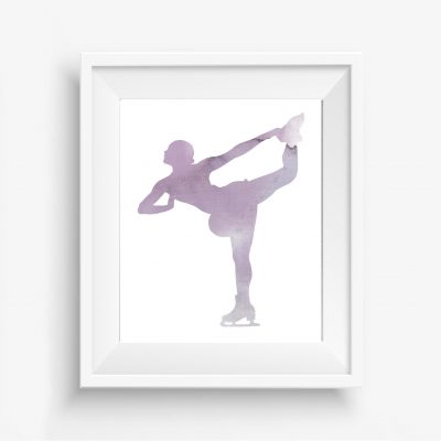 Purple Watercolor Figure Skater Printable