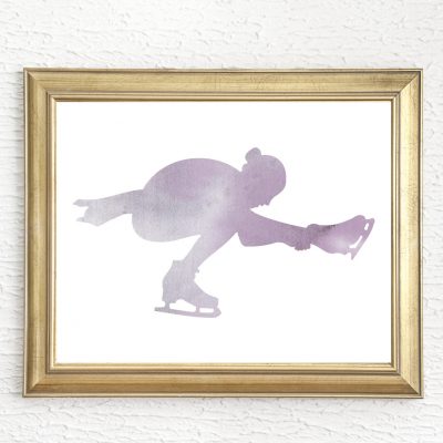 Purple Watercolor Ice Skater Printable