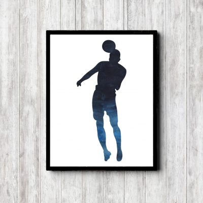Blue Watercolor Soccer Player