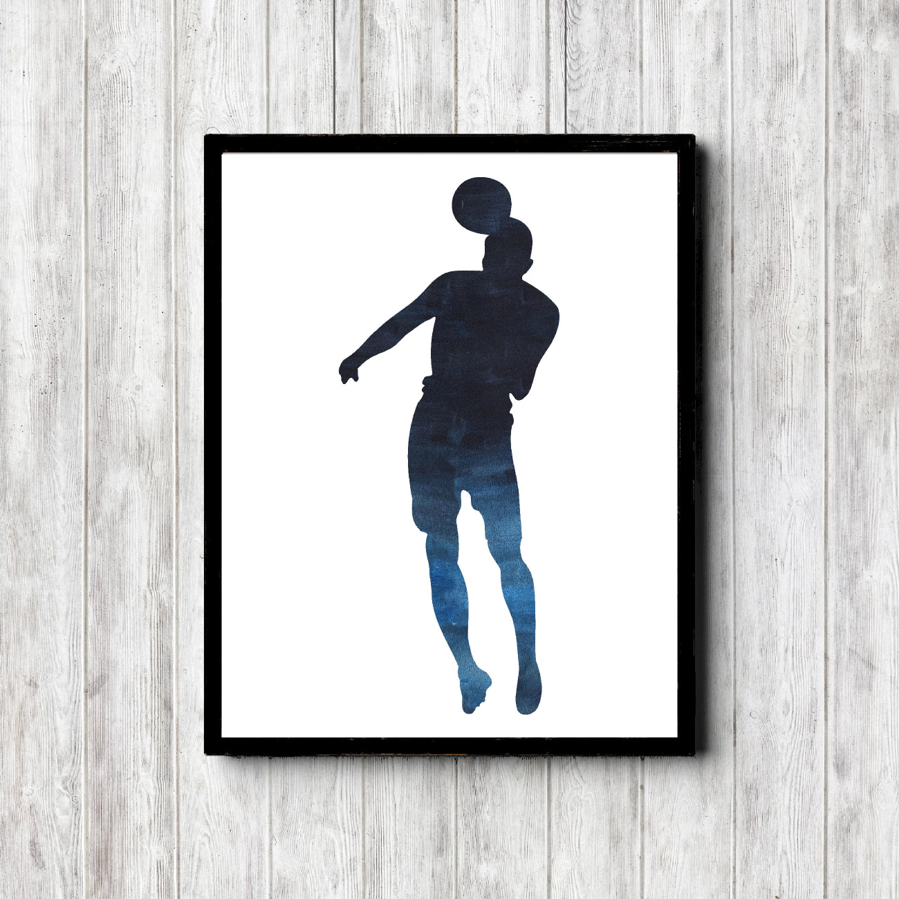 Blue Watercolor Soccer Player