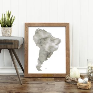 Gray South America Continent Printable