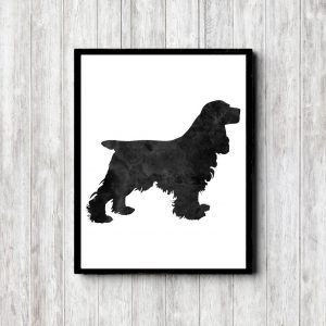 Watercolor Spaniel Silhouette Printable