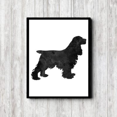 Watercolor Spaniel Silhouette Printable