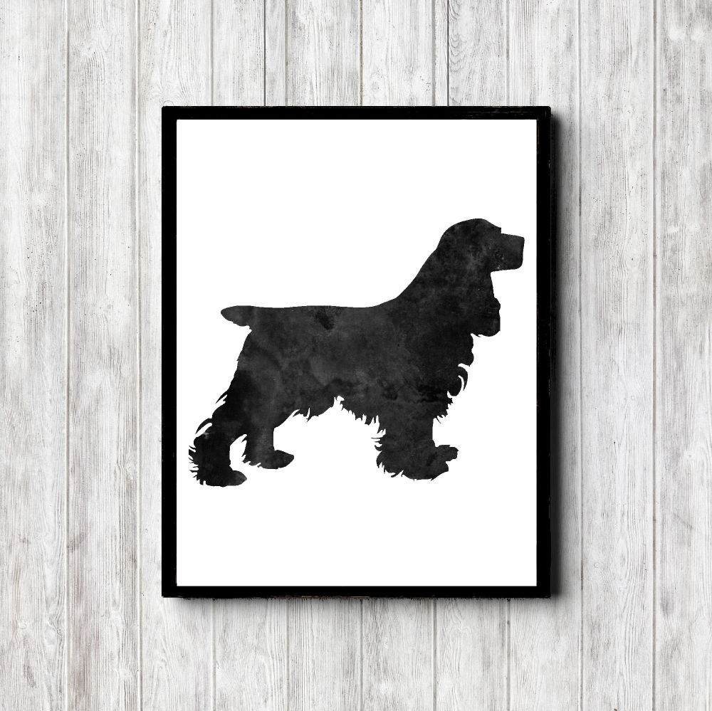 Watercolor Spaniel Silhouette Printable
