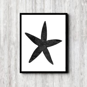 Black Watercolor Printable Starfish
