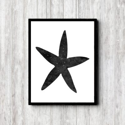 Black Watercolor Printable Starfish