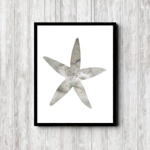 Gray Watercolor Printable Starfish