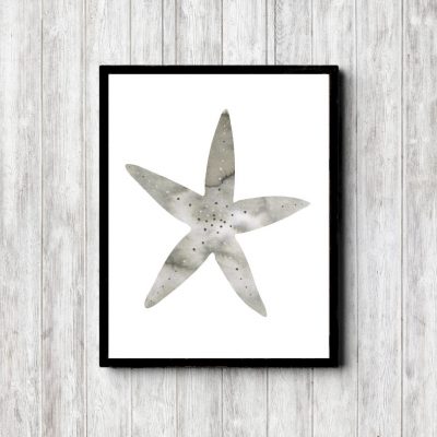 Gray Watercolor Printable Starfish