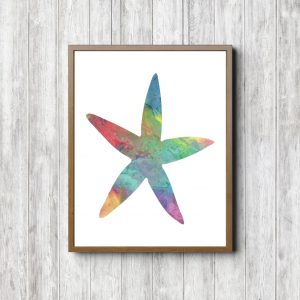 Rainbow Watercolor Printable Starfish