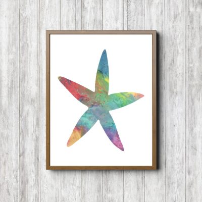 Rainbow Watercolor Printable Starfish