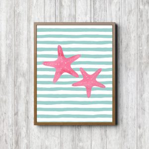 Pink & Mint Nautical Starfish Printable