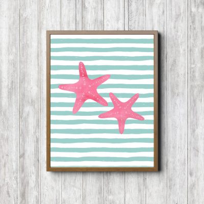 Pink & Mint Nautical Starfish Printable