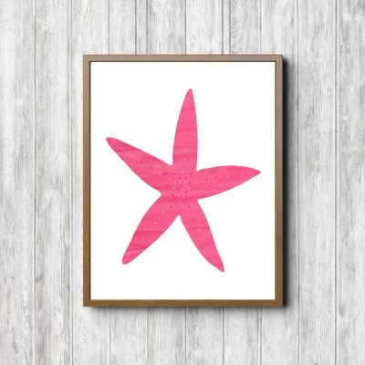 Bright Pink Watercolor Printable Starfish