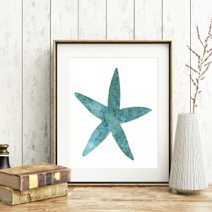 Teal Blue Watercolor Printable Starfish