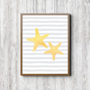 Yellow & Gray Nautical Starfish Printable
