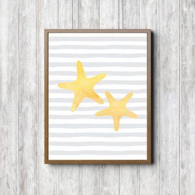 Yellow & Gray Nautical Starfish Printable