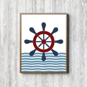 Red & Blue Nautical Steer Printable