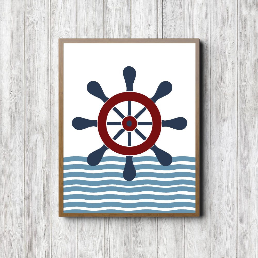 Red & Blue Nautical Steer Printable
