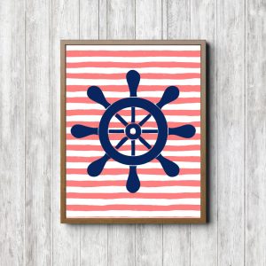 Blue Helm Coral Stripes Printable