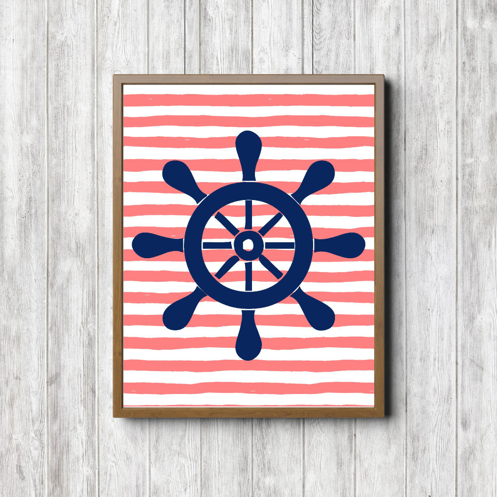 Blue Helm Coral Stripes Printable