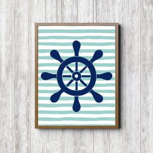 Navy Helm Mint Stripes Printable