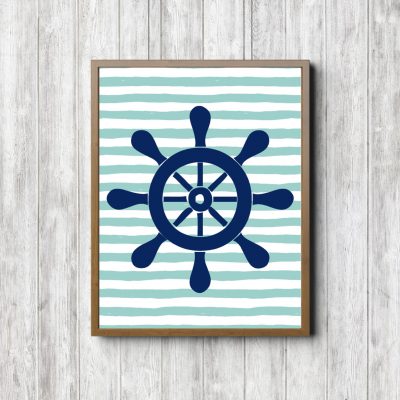 Navy Helm Mint Stripes Printable