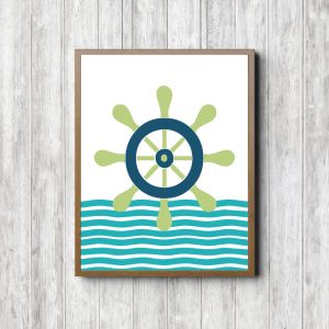 Green & Turquoise Nautical Steer Printable