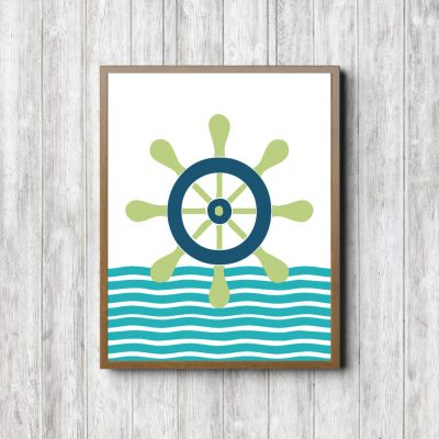 Green & Turquoise Nautical Steer Printable