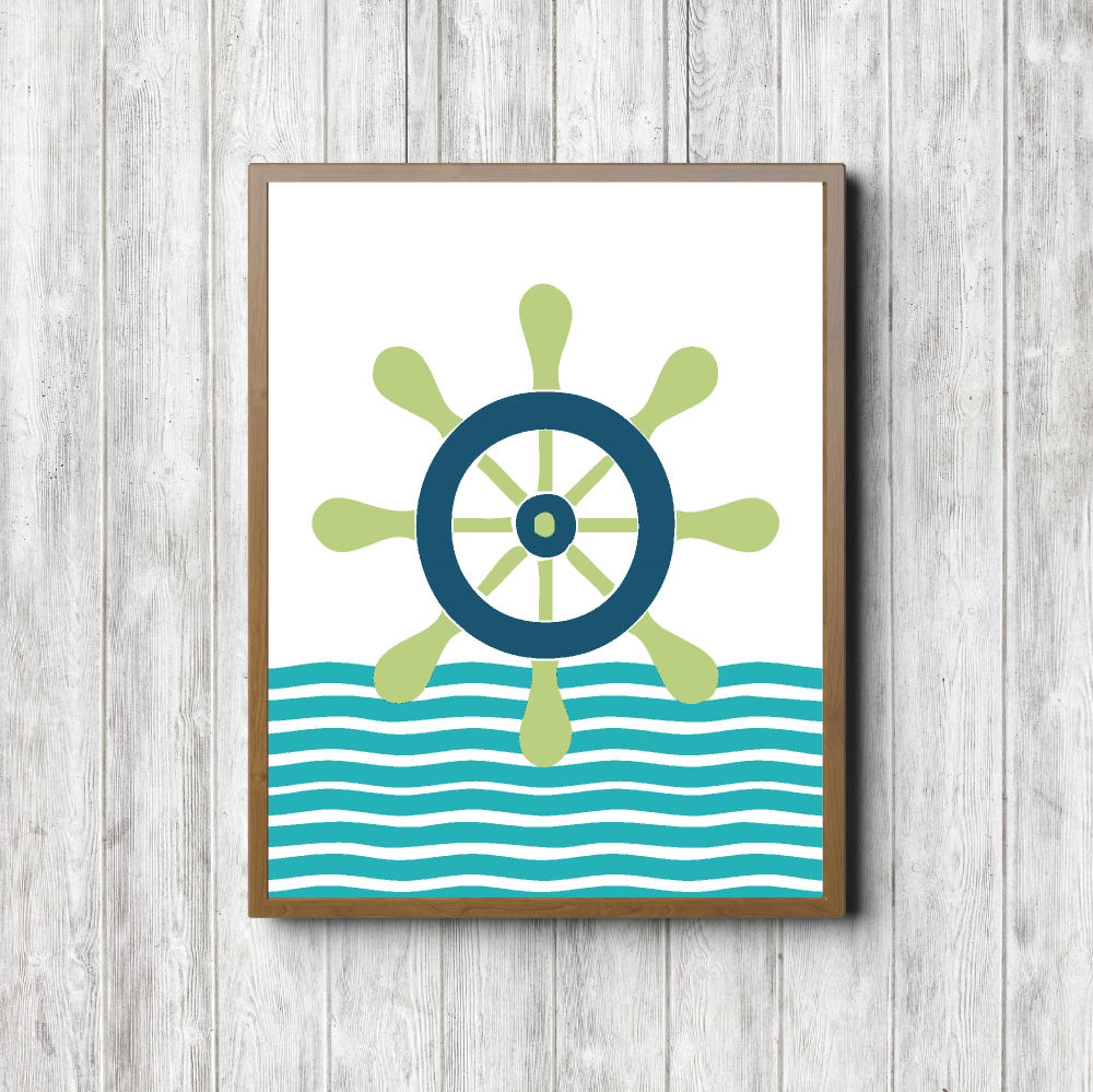 Green & Turquoise Nautical Steer Printable