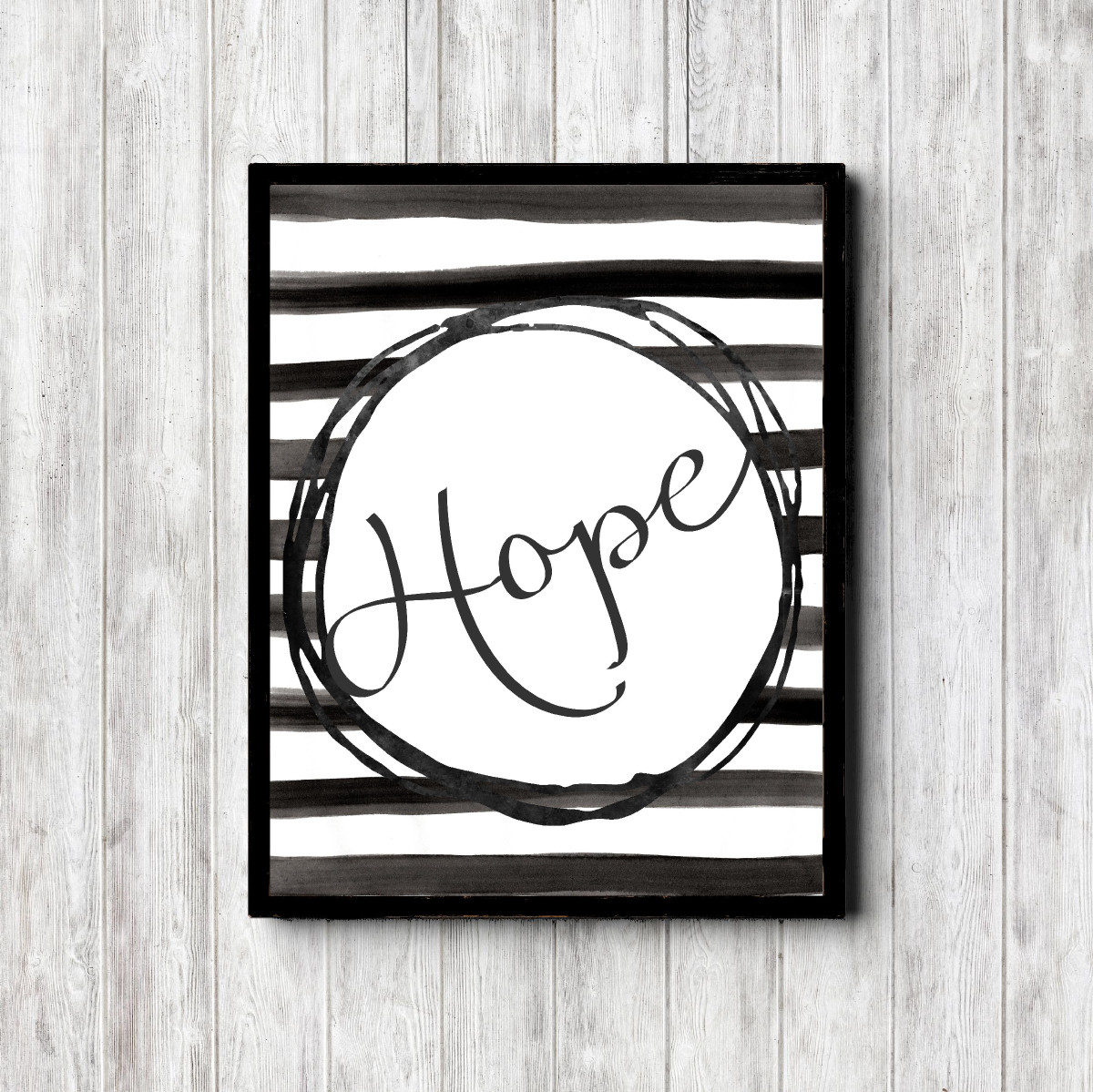 Hope – Black & White Stripes Printable
