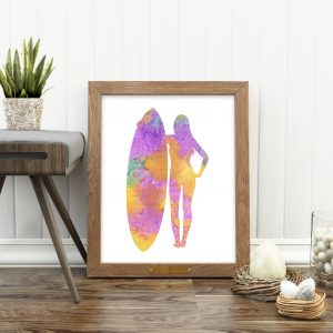 Colorful Surfer Girl Printable