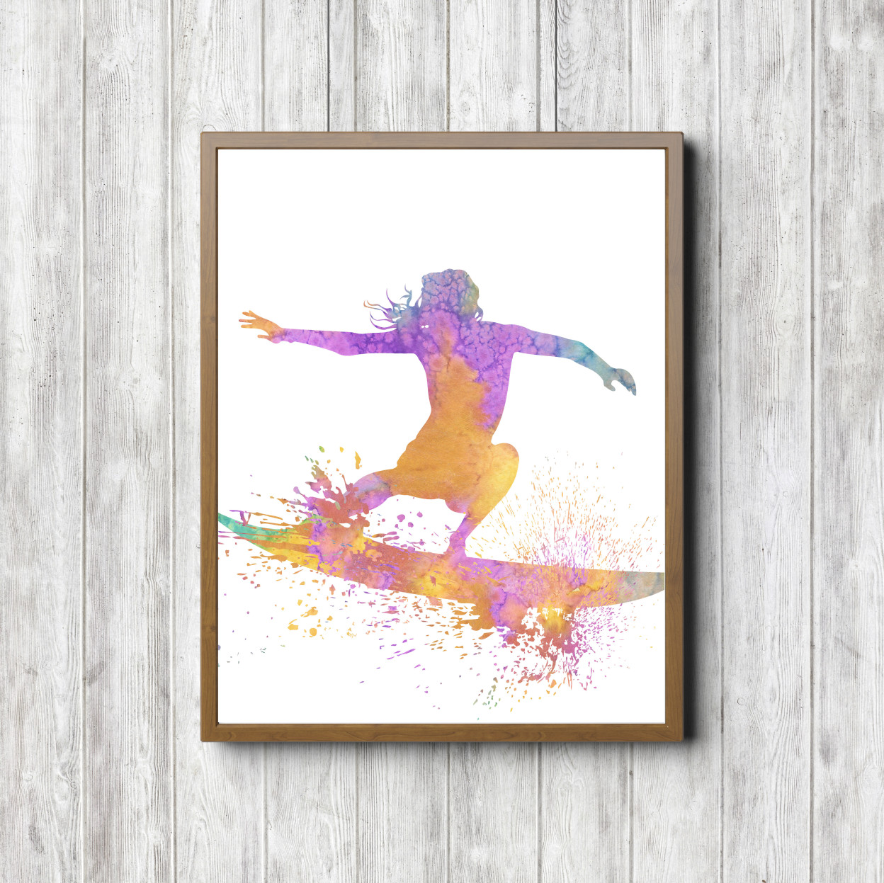 Female Surfer Watercolor Printable