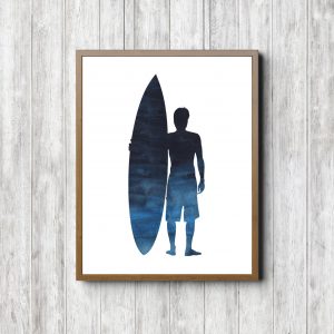 Blue Surfer Silhouette Printable
