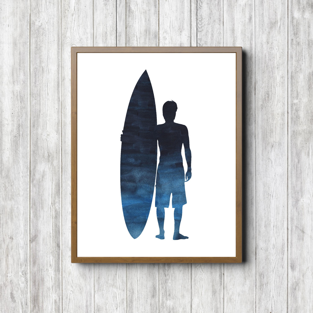 Blue Surfer Silhouette Printable