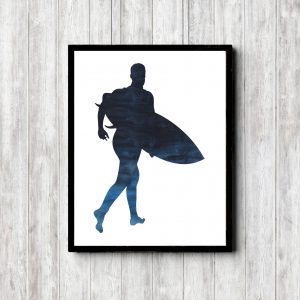 Male Surfer Silhouette Printable