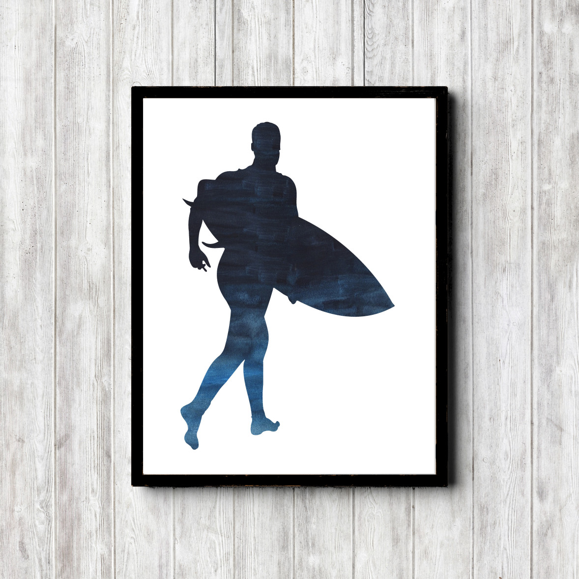 Male Surfer Silhouette Printable