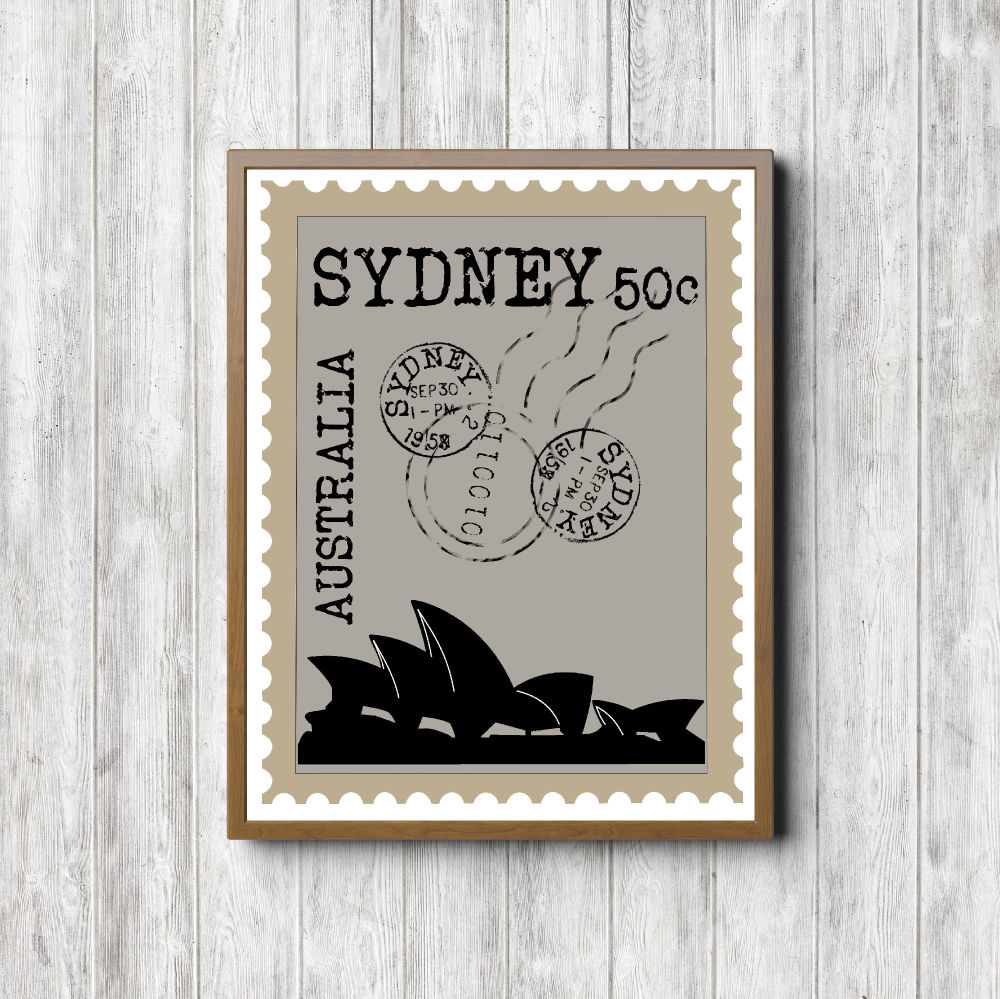 Gray Sydney Printable Postage Stamp