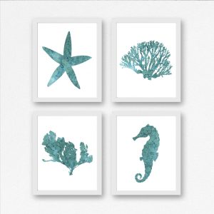 4 Teal Watercolor Ocean Life Printables