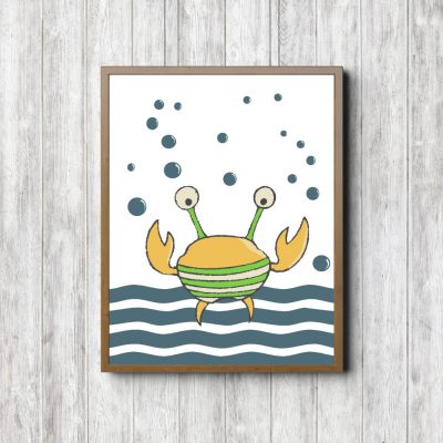 Yellow & Teal Crab Nautical Nursery