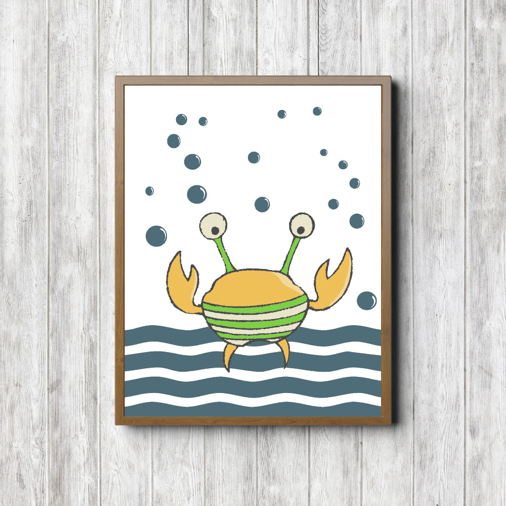 Yellow & Teal Crab Nautical Nursery