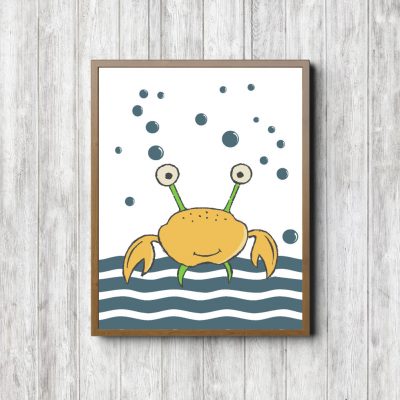 Yellow & Teal Crab Nursery Printable