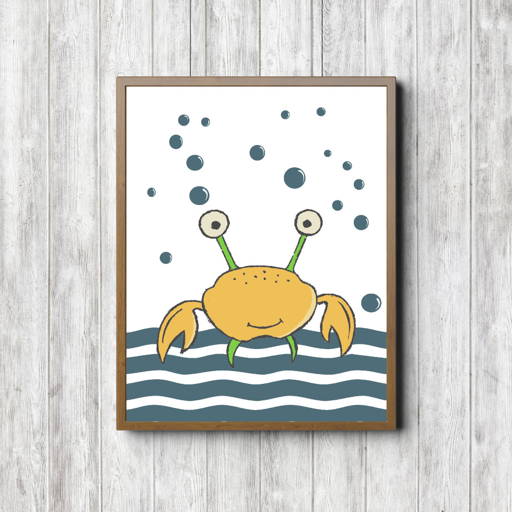 Yellow & Teal Crab Nursery Printable