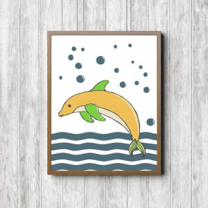 Yellow & Teal Dolphin Nursery Printable