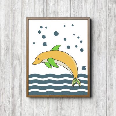 Yellow & Teal Dolphin Nursery Printable