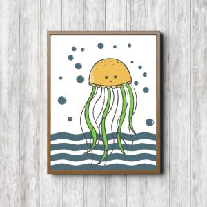 Yellow & Teal Jellyfish Nautical Nursery