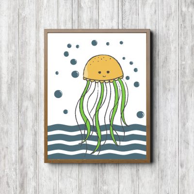 Yellow & Teal Jellyfish Nautical Nursery