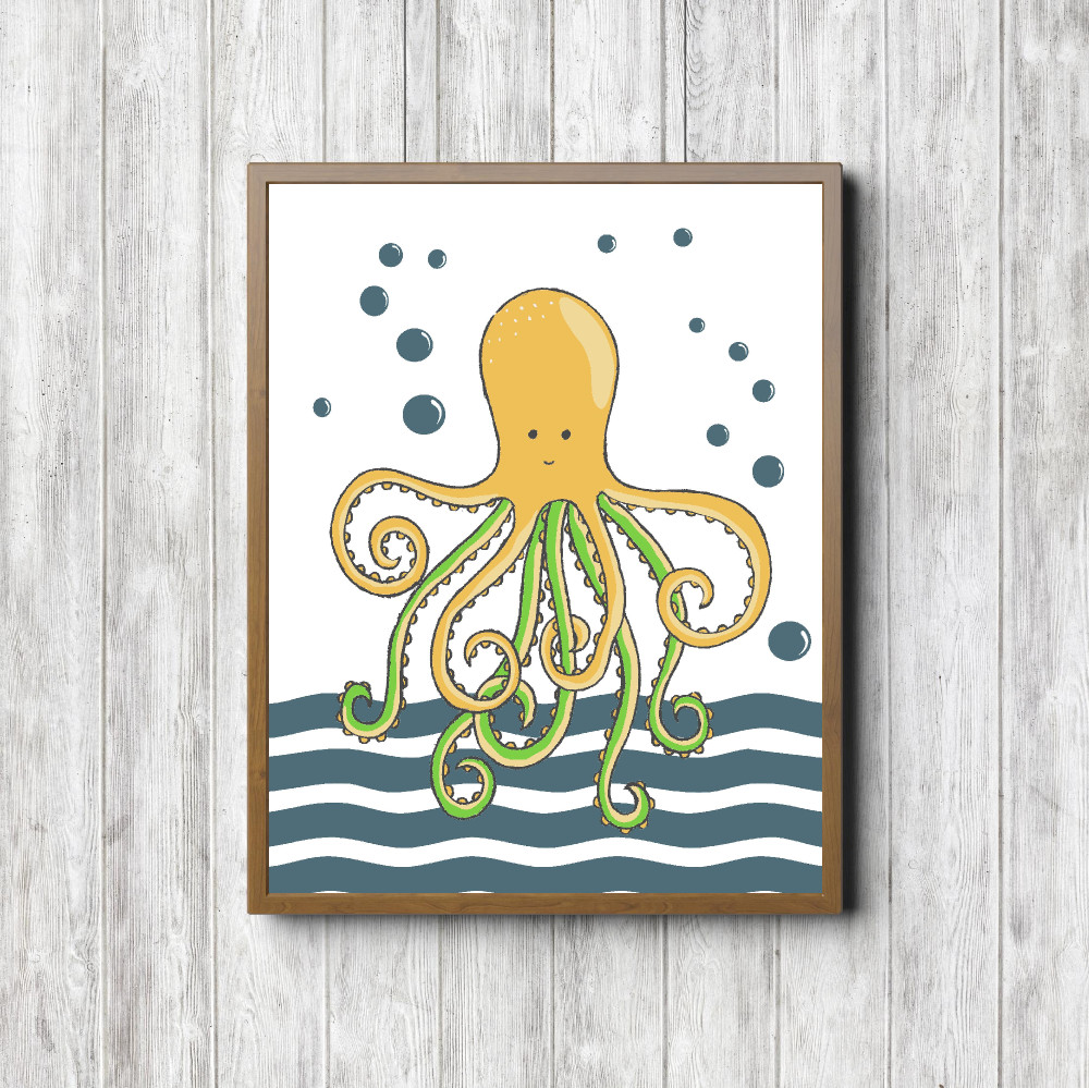 Yellow & Teal Octopus Nautical Nursery