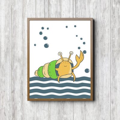 Yellow & Teal Sea Snail Printable